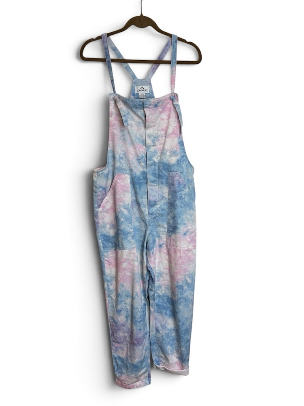Jordache Medium Tie-Dye Overalls - Blue & Pink Painter Pockets Button Front